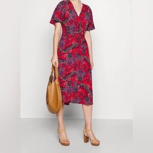 Lauren Ralph Lauren Red and Purple Paisley Dress